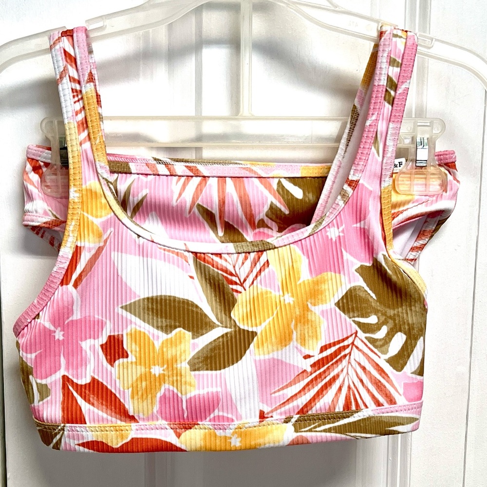 abercrombie kids Pink Multi Floral Swim Bikini Top Size 13 / 14